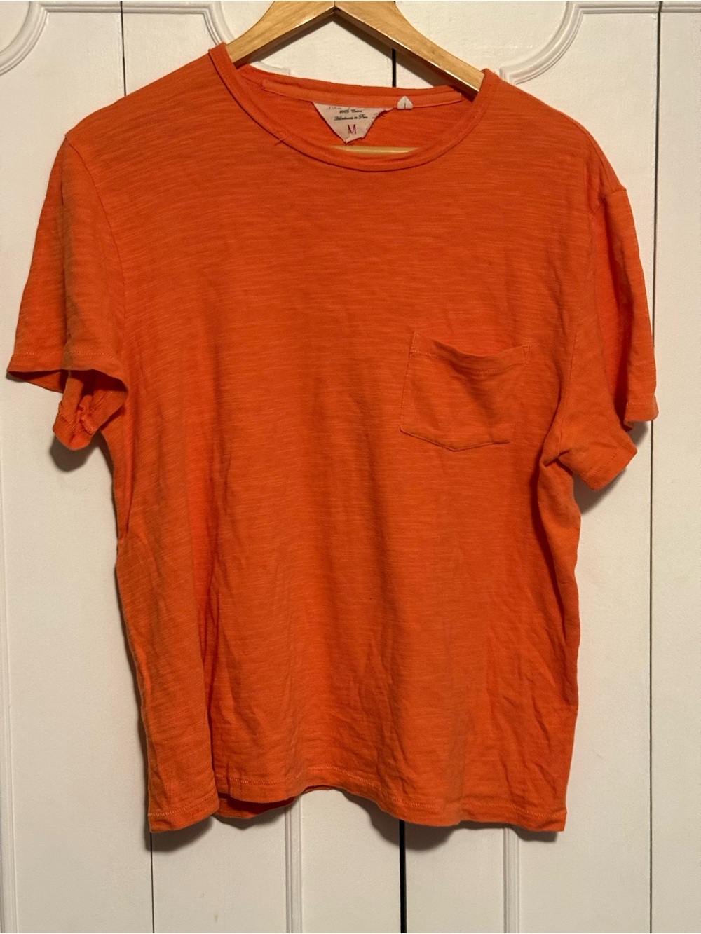 rag & bone Men's Vibrant Orange Short Sleeve Pocket Tee